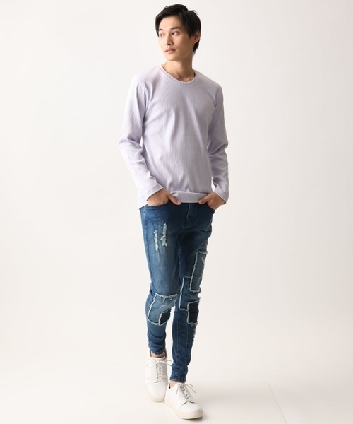 MKオム（MK homme）/ダメージパッチワークストレッチデニム MK MICHEL KLEIN HOMME パンツ ダメージパッチワークストレッチデニム