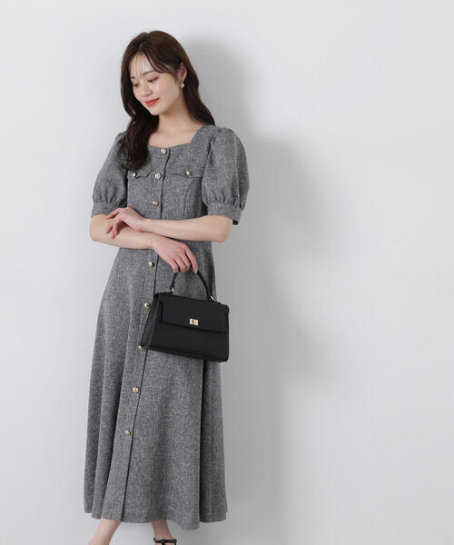 PROPORTION BODY DRESSING ワンピース フロント釦スクエアネック