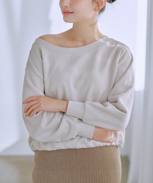 トレーナー スウェット ボートネックドロストスウェット 「低身長・小柄女性」 レディース メンズ