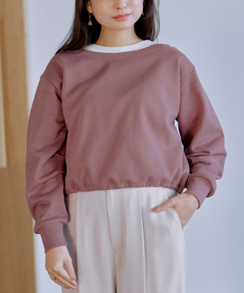 トレーナー スウェット ボートネックドロストスウェット 「低身長・小柄女性」 レディース メンズ トレーナー スウェット ボートネックドロストスウェット 「低