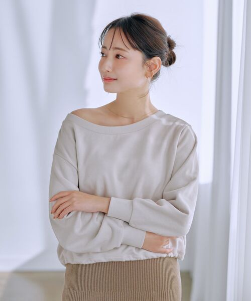 cohina    裏起毛スエットトップス COHINA（コヒナ） トレーナー スウェット ボートネックドロスト