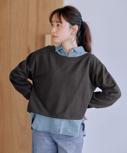 トレーナー スウェット ボートネックドロストスウェット 「低身長・小柄女性」 レディース メンズ トレーナー スウェット ボートネックドロストスウェット 「低
