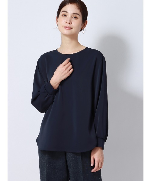 ブラウス シャツ 「襟刺繍」ラウンドカラーブラウス レディース