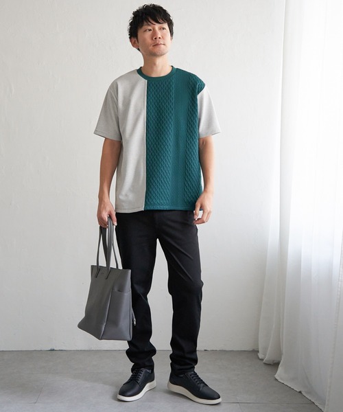 ikka（イッカ） tシャツ フクレジャカードワッフル切り替えTシャツ