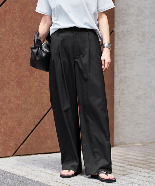FRAMeWORK｜リネンライククロスタックパンツ | Rakuten Fashion