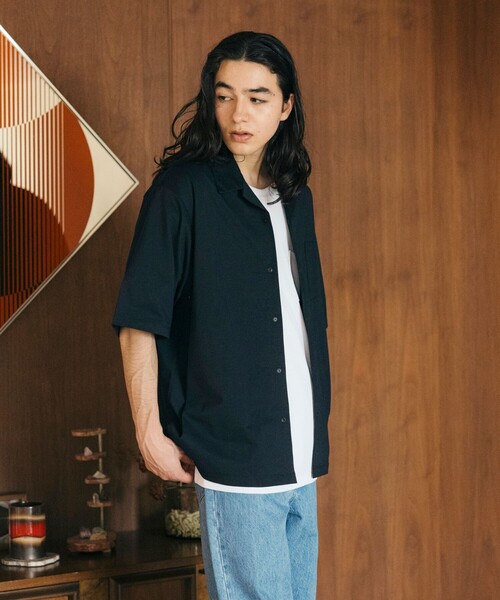 新品　Sasquatchfabrix. オープンカラーシャツ　ネイビー 新品 Sasquatchfabrix. オープンカラーシャツ ネイビー 新品