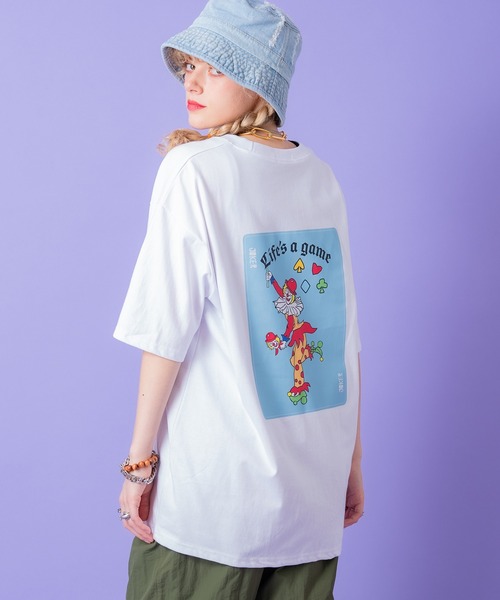 tシャツ a.p.o.v. バックジョーカートランプビッグプリントオーバー
