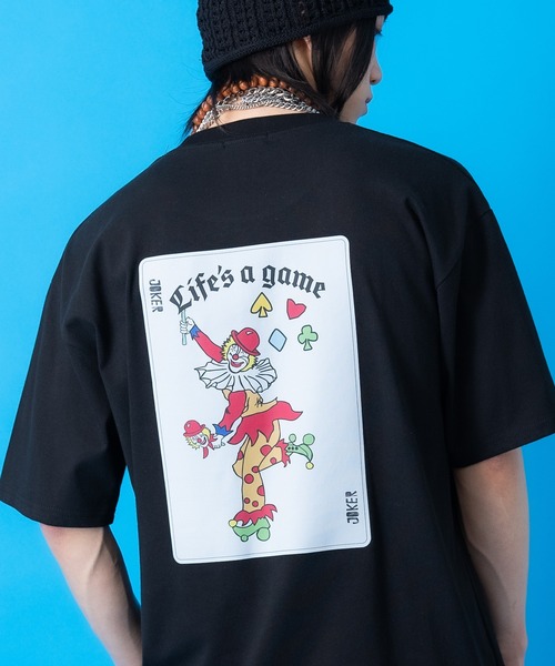 tシャツ a.p.o.v. バックジョーカートランプビッグプリントオーバー 