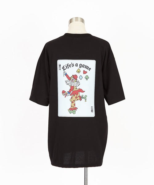 tシャツ a.p.o.v. バックジョーカートランプビッグプリントオーバー