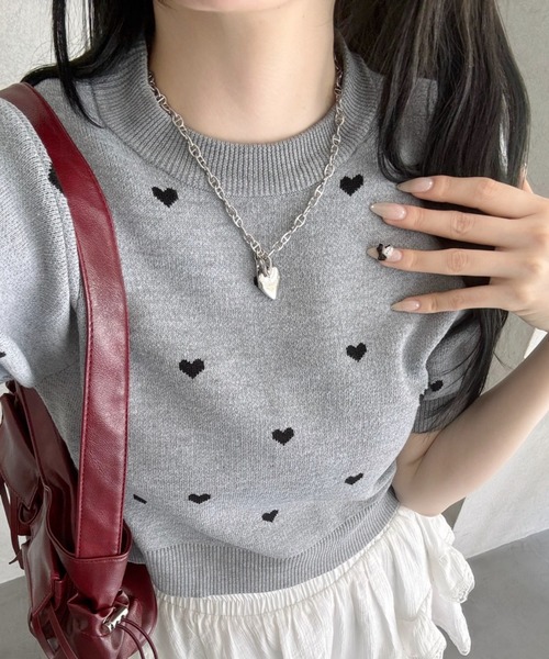 TREOVER サマーニット ニット セーター 「3色展開」ハート ドット