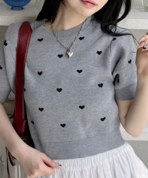TREOVER サマーニット ニット セーター 「3色展開」ハート ドット