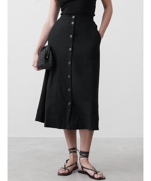 BANANA REPUBLIC スカート FACTORY STORE リネンブレンドボタン