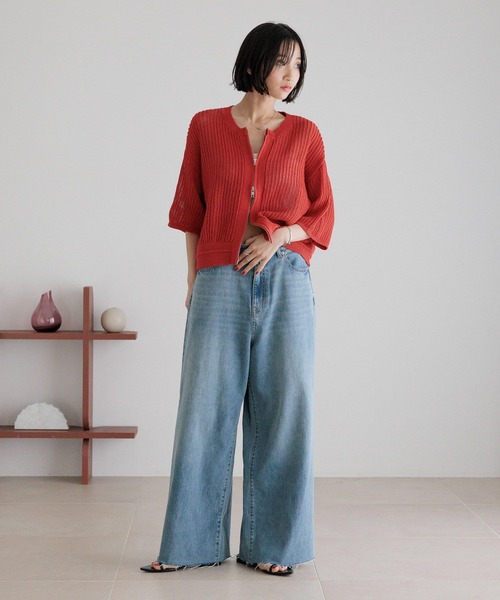 LOWRYS FARM メッシュZIPカーディガン LOWRYS FARM カーディガン メッシュZIPカーディガン 491987