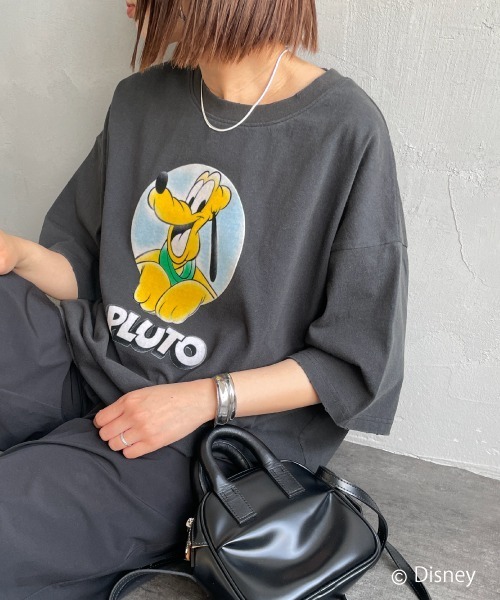 tシャツ 「JEANS FACTORY CLOTHES/ジーンズファクトリークローズ」 PLUTO / ダメージ キャラクターTシャツ レディース メ