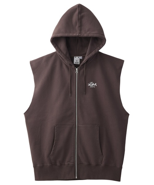 ベスト ジレ DISTRESSED CIRCLE LOGO ZIP UP SWEAT VEST レディース メンズ