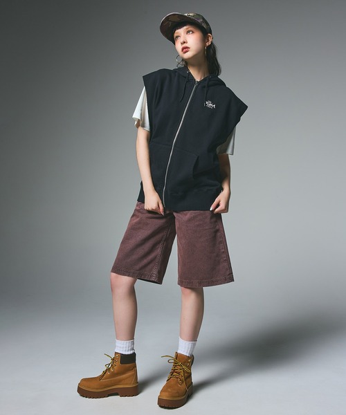 1901 値下可　未使用　CIRCOLO ジレ・ベスト　GILET UP ZIP LOGO CIRCLE DISTRESSED ジレ ベスト X-girl（エックスガール） FELPA トップス