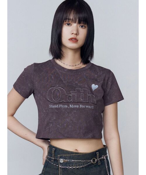 EMODA 新作　Tシャツ EMODA tシャツ ロゴパッチミニマルTシャツ レディース