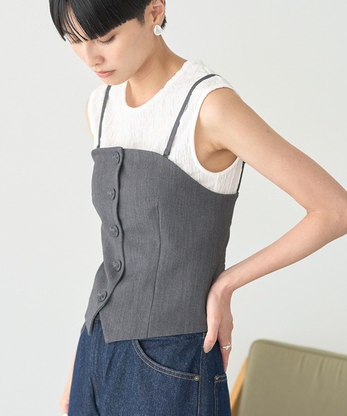 【美品】シーニュ フロントボタンビスチェ グレー フロントボタンビスチェ 0000918 – Silly