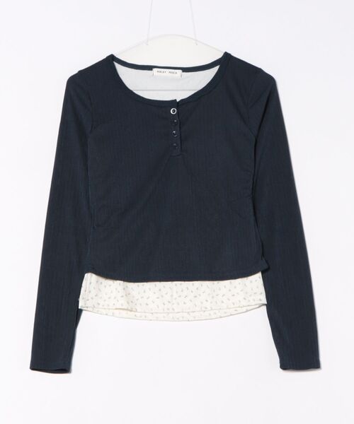 HALEY PESCA tシャツ HALEY PESCA/ヘンリーネック 花柄レイヤード