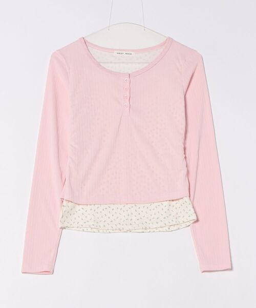 トップス hana... HALEY PESCA tシャツ HALEY PESCA/ヘンリーネック 花柄レイヤード
