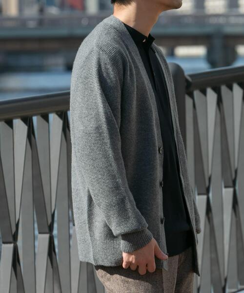 美品✨COMOLI Vネックカーディガン 麻 リネン メンズ サイズ2 グレー系 URBAN RESEARCH ROSSO MEN カーディガン 「XLサイズあり」ハミルトン