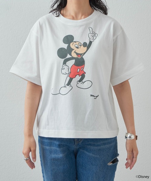 「MICKEY MOUSE」 半袖Tシャツ FREE オフホワイト レディース_画像6