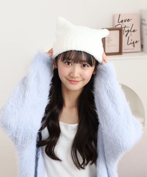 andwang/Fluffy cat knit hat/ニット帽 FUNALIVE（ファンアライブ） ニット帽 ニットキャップ ファンシー