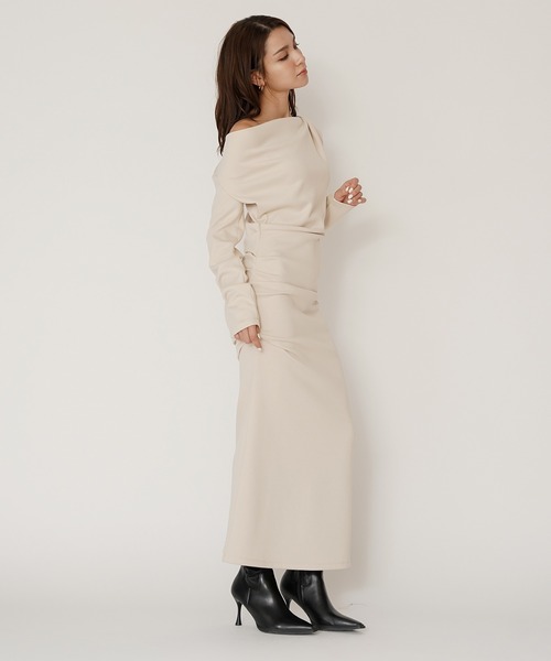 KINO THE KEI ワンピース オフショルダ― 2WAY ドレープ ワンピース