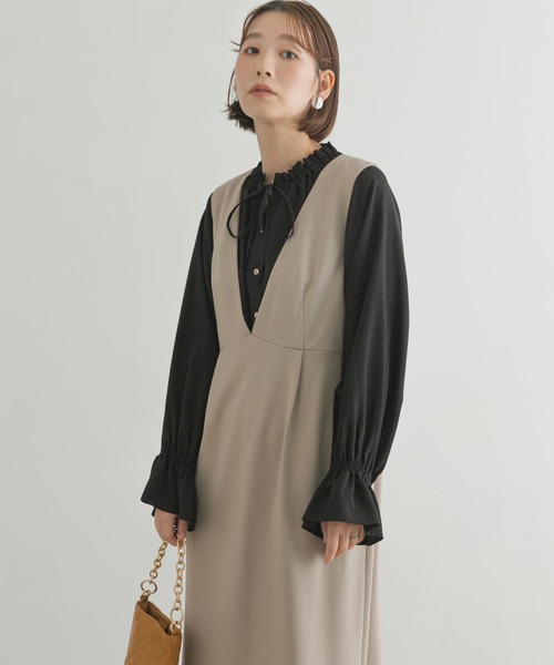 「F by ROSSO」 ノースリーブワンピース 36 ダークブラウン レディース_画像3