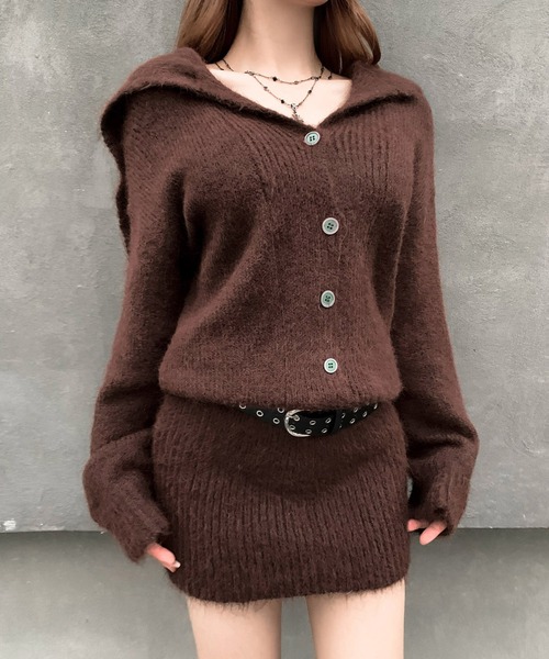 VEILA ワンピース カーディガン風ニットワンピ ベルト付き : ZOZOTOWN 