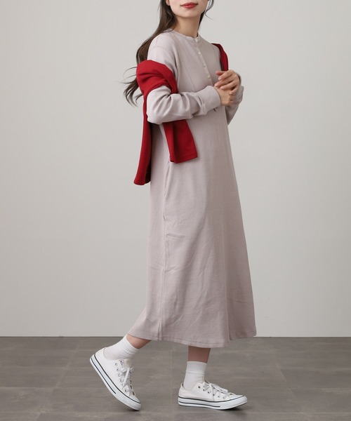 OMNES（オムネス） ワンピース ハニカムストレッチワッフル切り替え