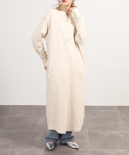 OMNES（オムネス） ワンピース ハニカムストレッチワッフル切り替え