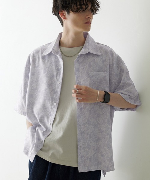 「Anchor Smith」 半袖シャツ M ベージュ メンズ_画像6