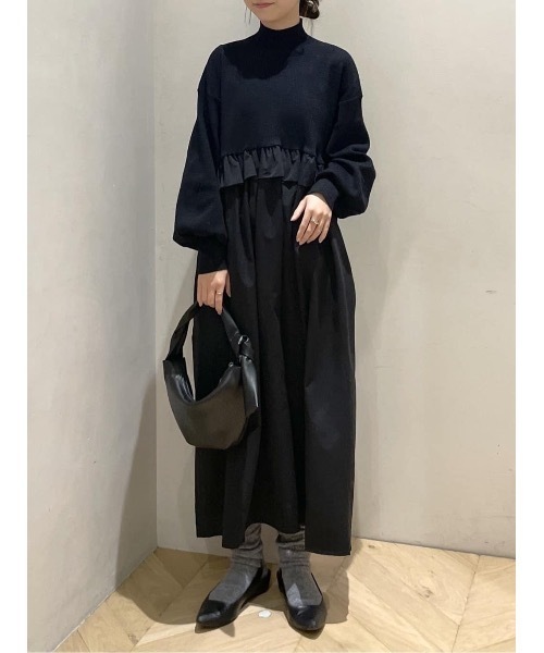 ざらし スタイルミキサー コンビネーションワンピース ブラック M STYLEMIXER（スタイルミキサー） ワンピース バックストリング