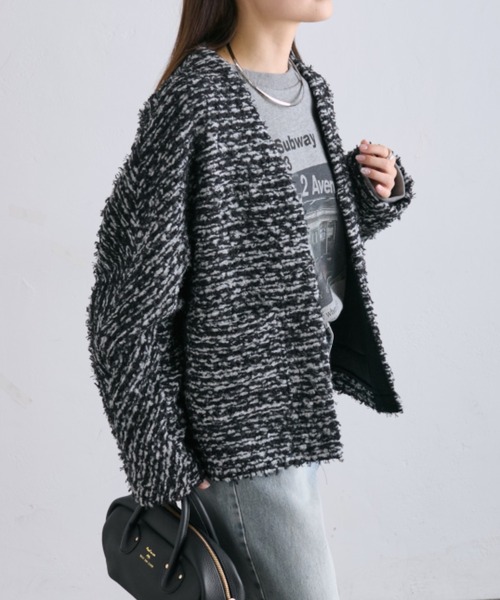 pual ce cin 「PUAL CE CIN」 ツイードジャケット FREE ブラック