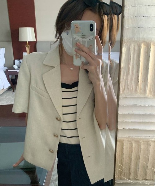 「pumpkin port」 テーラードジャケット MEDIUM ベージュ レディース_画像4