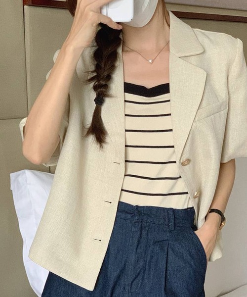 「pumpkin port」 テーラードジャケット MEDIUM ベージュ レディース_画像5