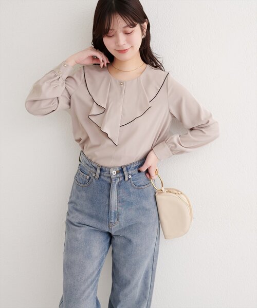 natural couture ブラウス シャツ フロントフリルブラウス レディース