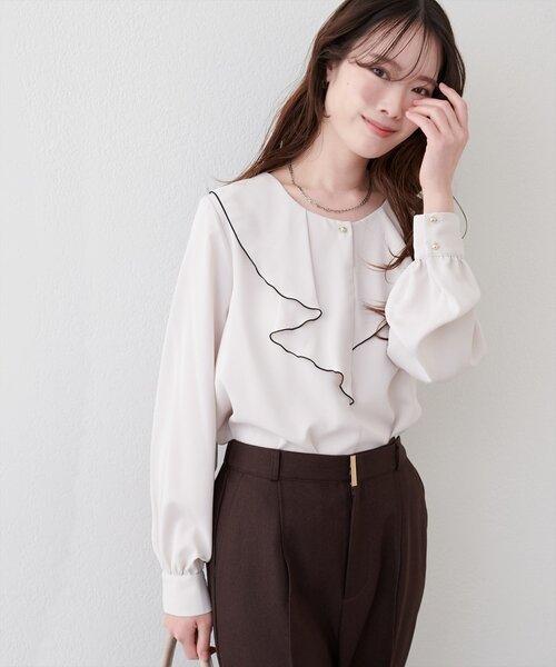 natural couture ブラウス シャツ フロントフリルブラウス レディース