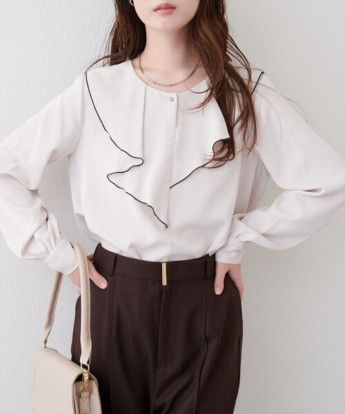 natural couture ブラウス シャツ フロントフリルブラウス レディース