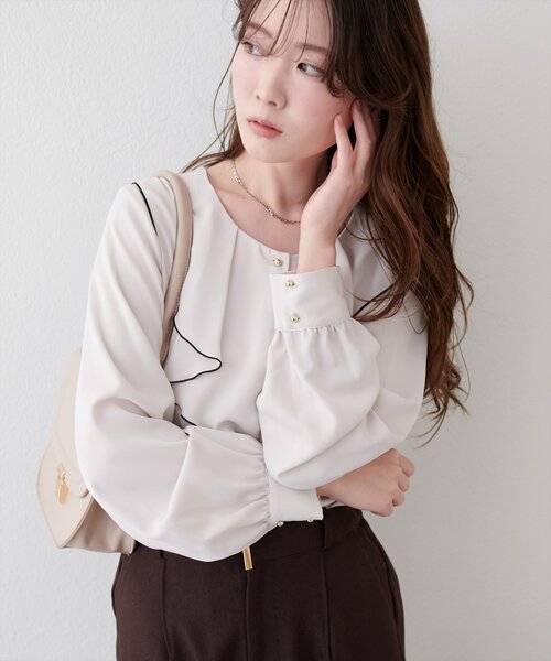 natural couture ブラウス シャツ フロントフリルブラウス レディース