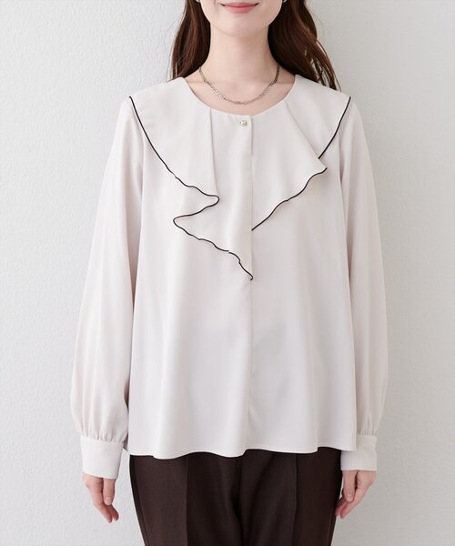 natural couture ブラウス シャツ フロントフリルブラウス レディース