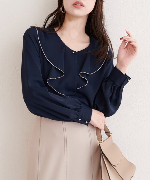 natural couture ブラウス シャツ フロントフリルブラウス レディース