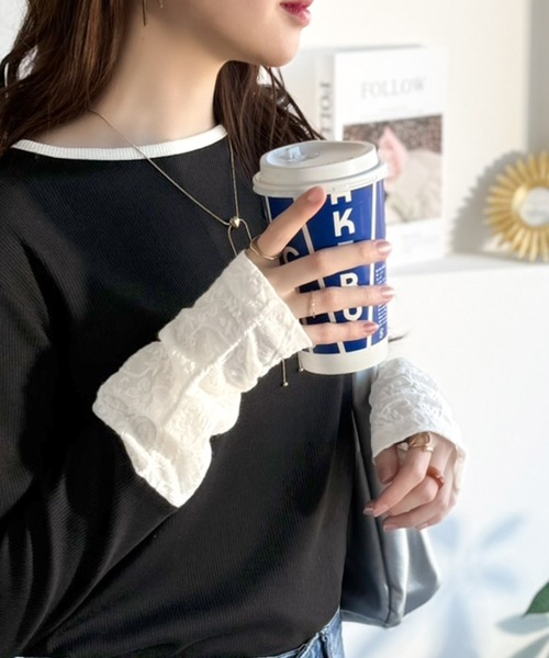 classicalelf（クラシカルエルフ） tシャツ 袖先にジャガード咲く♪春