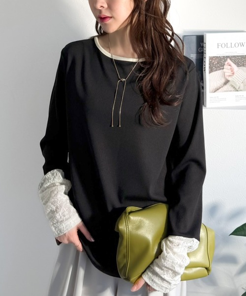 classicalelf（クラシカルエルフ） tシャツ 袖先にジャガード咲く♪春