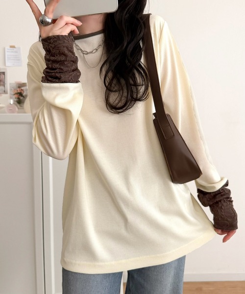 classicalelf（クラシカルエルフ） tシャツ 袖先にジャガード咲く♪春