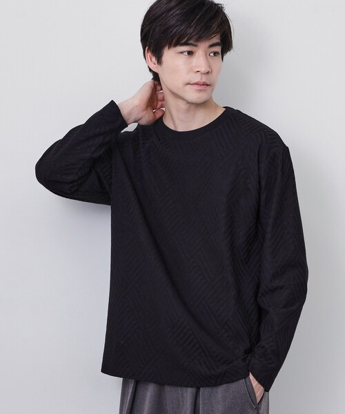 THE SHOP TK tシャツ 「長く愛せる、定番ロンT」リンクスジャカード