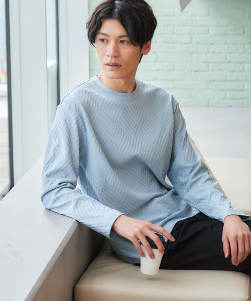 メンズtheory 未使用ロングTシャツ THE SHOP TK tシャツ 「長く愛せる、定番ロンT」リンクスジャカード