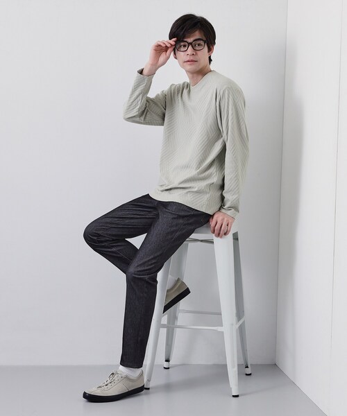 THE SHOP TK tシャツ 「長く愛せる、定番ロンT」リンクスジャカード