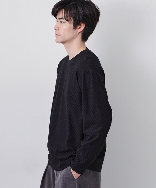 THE SHOP TK tシャツ 「長く愛せる、定番ロンT」リンクスジャカード